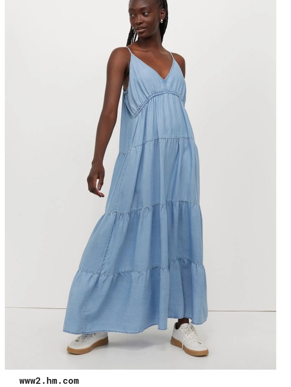 H&M Lyocell Denim Look Maxi Dress - Light Blue